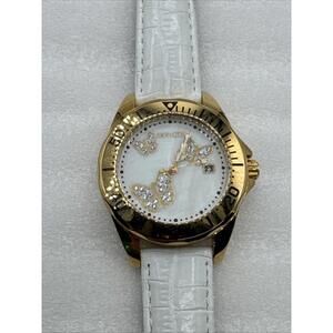 Invicta Watch Butterfles Fiery Sun Wildflower Trinite White Leather Band Date